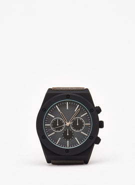 Watch with faux leather strap
